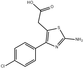 2-アミノ-4-(4-クロロフェニル)チアゾール-5-酢酸 化学構造式