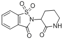 2-(2-オキソ-3-ピペリジル)-1,2-ベンゾイソチアゾール-3(2H)-オン1,1-ジオキシド 化学構造式