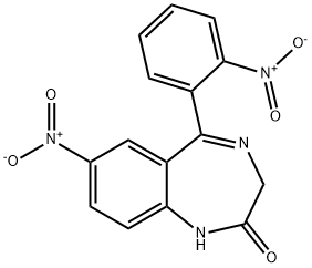 7-Nitro-1,3-dihydro-5-(2-nitrophenyl)-2H-1,4-benzodiazepine-2-one Struktur