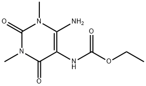 (6-氨基-1,2,3,4-四氢-1,3-二甲基-2,4-二氧代-5-嘧啶基)氨基甲酸乙酯 结构式