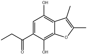 2,3-ジメチル-6-プロピオニル-4,7-ベンゾフランジオール 化学構造式