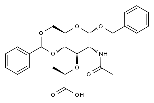 2-[[7-(ACETYLAMINO)-6-(BENZYLOXY)-2-PHENYLPERHYDROPYRANO[3,2-D][1,3]DIOXIN-8-YL]OXY]PROPANOIC ACID Structure