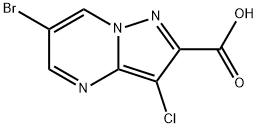 6-ブロモ-3-クロロピラゾロ[1,5-A]ピリミジン-2-カルボン酸 化学構造式