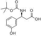 (S)-3-((TERT-ブチルトキシカルボニル)アミノ)-3-(3-ヒドロキシフェニル)プロパン酸 化学構造式
