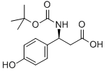 (S)-3-((TERT-ブチルトキシカルボニル)アミノ)-3-(4-ヒドロキシフェニル)プロパン酸 化学構造式