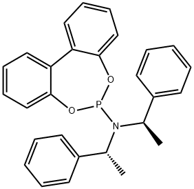 N,N-BIS[(1S)-1-PHENYLETHYL]-DIBENZO[D,F][1,3,2]DIOXAPHOSPHEPIN-6-AMINE 结构式