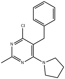 5-苄基-4-氯-2-甲基-6-吡咯烷-1-基-嘧啶, 500156-13-8, 结构式