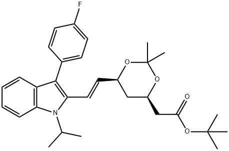 (4R,6S)-6-[(1E)-2-[3-(4-Fluorophenyl)-1-(1-methylethyl)-1H-indol-2-yl]ethenyl]-2,2-dimethyl-1,3-dioxane-4-acetic Acid 1,1-Dimethylethyl Ester Structure