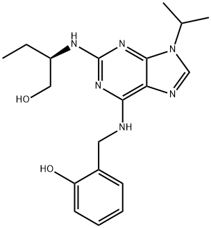 2-[[[2-[[(1R)-1-(羟基甲基)丙基]氨基]-9-(1-甲基乙基)-9H-嘌呤-6-基]氨基]甲基]苯酚 结构式