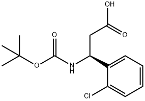 (S)-3-((TERT-ブチルトキシカルボニル)アミノ)-3-(2-クロロフェニル)プロパン酸 化学構造式