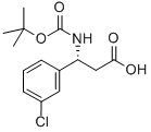 (R)-3-((TERT-ブチルトキシカルボニル)アミノ)-3-(3-クロロフェニル)プロパン酸 化学構造式
