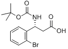 (R)-3-(2-ブロモフェニル)-3-((TERT-ブチルトキシカルボニル)アミノ)プロパン酸 化学構造式