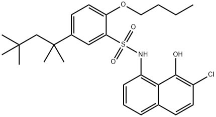 Benzenesulfonamide,  2-butoxy-N-(7-chloro-8-hydroxy-1-naphthalenyl)-5-(1,1,3,3-tetramethylbutyl)- Struktur