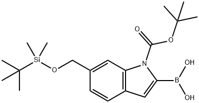 1H-Indole-1-carboxylic acid, 2-borono-6-[[[(1,1-dimethylethyl)dimethylsilyl]oxy]methyl]-, 1-(1,1-dimethylethyl) ester (9CI) Structure