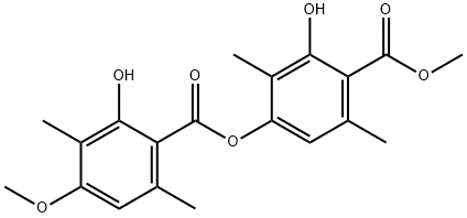 4-(2-Hydroxy-4-methoxy-3,6-dimethylbenzoyloxy)-2-hydroxy-3,6-dimethylbenzoic acid methyl ester Struktur