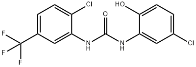 1-(5-クロロ-2-ヒドロキシフェニル)-3-[2-クロロ-5-(トリフルオロメチル)フェニル]尿素 化学構造式