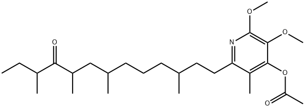 13-(4-アセチルオキシ-5,6-ジメトキシ-3-メチル-2-ピリジル)-3,5,7,11-テトラメチル-4-トリデカノン 化学構造式