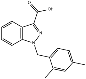 1-(2,4-ジメチルベンジル)-1H-インダゾール-3-カルボン酸 化学構造式