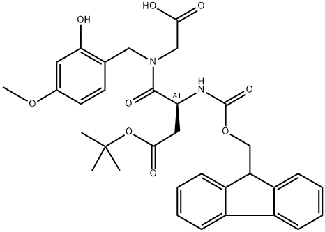 (S)-N-(2-((((9H-荧光素-9-基)甲氧基)羰)胺基)-4-(叔-丁氧基)-4-氧代丁O基)-N-(2-羟基-4-甲氧基苄基)甘氨酸 结构式