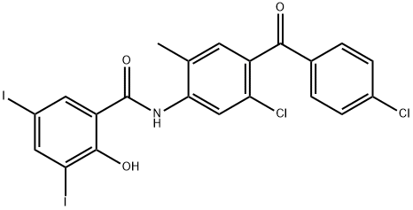 N-[5-Chloro-4-(4-chlorobenzoyl)-2-Methylphenyl]-2-hydroxy-3,5-diiodo-benzaMide, 50274-07-2, 结构式