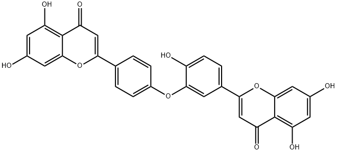 似梨木双黄酮-7-O-Β-D-吡喃葡萄糖苷, 50276-96-5, 结构式