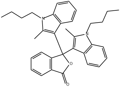 3,3-双(1-丁基-2-甲基-1H-吲哚-3-基)-1(3H)-异苯并呋喃酮,50292-91-6,结构式
