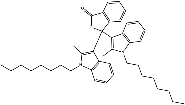 3，3-ビス（2-メチル-1-オクチル-3-インドリル）フタリド 化学構造式
