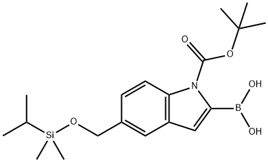1H-Indole-1-carboxylic acid, 2-borono-5-[[[dimethyl(1-methylethyl)silyl]oxy]methyl]-, 1-(1,1-dimethylethyl) ester (9CI)|2-硼-5-[[[二甲基(1-甲基乙基)硅酯]氧基]甲基]-1H-吲哚-1-羧酸-1-(1,1-二甲基乙基)酯