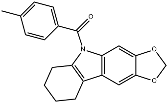 6,7,8,9-テトラヒドロ-5-(p-トルオイル)-5H-1,3-ジオキソロ[4,5-b]カルバゾール 化学構造式