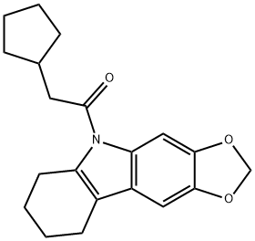 5-(Cyclopentylacetyl)-6,7,8,9-tetrahydro-5H-1,3-dioxolo[4,5-b]carbazole Struktur