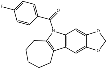 5,6,7,8,9,10-Hexahydro-5-(p-fluorobenzoyl)cyclohepta[b]-1,3-dioxolo[4,5-f]indole Structure