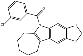 5,6,7,8,9,10-Hexahydro-5-(m-chlorobenzoyl)cyclohepta[b]-1,3-dioxolo[4,5-f]indole 结构式