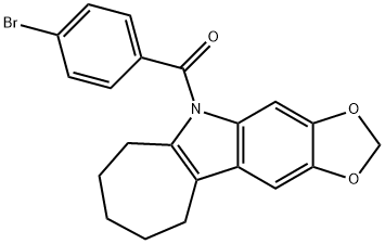 5,6,7,8,9,10-Hexahydro-5-(p-bromobenzoyl)cyclohepta[b]-1,3-dioxolo[4,5-f]indole 结构式
