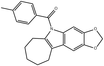 5,6,7,8,9,10-Hexahydro-5-(4-methylbenzoyl)cyclohepta[b]-1,3-dioxolo[4,5-f]indole Struktur