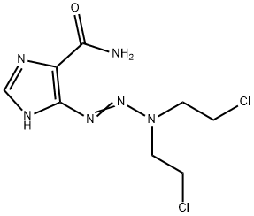 5-[3,3-ビス(2-クロロエチル)-1-トリアゼノ]-1H-イミダゾール-4-カルボアミド 化学構造式