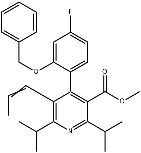 (E)-4-(2-(苄氧基)-4-氟苯基)-2,6-二异丙基-5-(丙-1-烯-1-基)烟酸甲酯, 503559-76-0, 结构式
