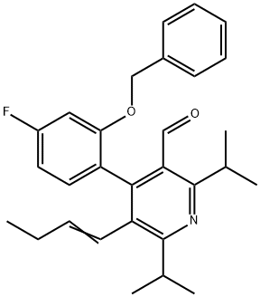 3-Pyridinecarboxaldehyde, 5-(1-buten-1-yl)-4-[4-fluoro-2-(phenylmethoxy)phenyl]-2,6-bis(1-methylethyl)-|5-(1-丁基-1-基)-4-[4-氟-2-(苯甲氧基)苯基]-2,6-双(1-甲基乙基)-3-吡啶甲醛