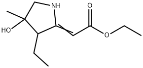 Acetic acid, (3-ethyl-4-hydroxy-4-methyl-2-pyrrolidinylidene)-, ethyl ester (9CI) Structure