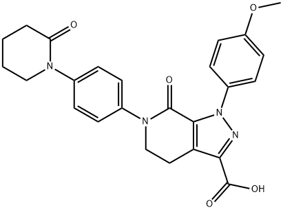 1-(4-メトキシフェニル)-7-オキソ-6-(4-(2-オキソピペリジン-1-イル)フェニル)-4,5,6,7-テトラヒドロ-1H-ピラゾロ[3,4-C]ピリジン-3-カルボン酸 化学構造式