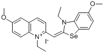 1-ethyl-2-[(3-ethyl-5-methoxy-3H-benzoselenazol-2-ylidene)methyl]-6-methoxyquinolinium iodide   Struktur