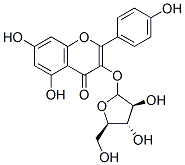 3-(α-L-アラビノフラノシルオキシ)-5,7-ジヒドロキシ-2-(4-ヒドロキシフェニル)-4H-1-ベンゾピラン-4-オン 化学構造式