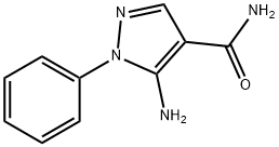 5-アミノ-1-フェニルピラゾール-4-カルボオキサミド 化学構造式
