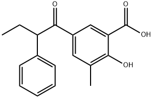 2-Hydroxy-3-methyl-5-(2-phenylbutyryl)benzoic acid 结构式