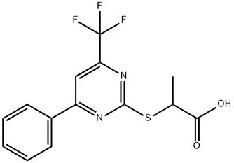 2-{[4-phenyl-6-(trifluoromethyl)pyrimidin-2-yl]thio}propanoic acid Structure