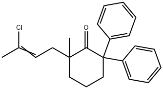2-(3-Chloro-2-butenyl)-2-methyl-6,6-diphenylcyclohexanone 结构式