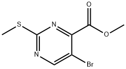 5-ブロモ-2-(メチルスルファニル)-4-ピリミジンカルボン酸メチル 化学構造式