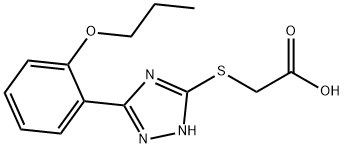 {[5-(2-プロポキシフェニル)-4H-1,2,4-トリアゾール-3-イル]チオ}酢酸 化学構造式
