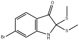 6-ブロモ-1,2-ジヒドロ-2,2-ビス(メチルチオ)-3H-インドール-3-オン 化学構造式