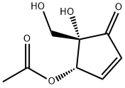 (4S,5S)-4-アセトキシ-5-ヒドロキシ-5-ヒドロキシメチル-2-シクロペンテン-1-オン 化学構造式