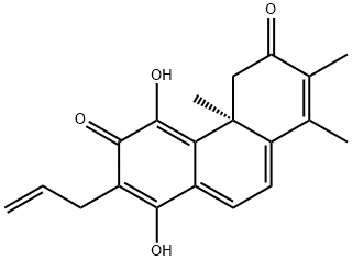 (S)-4,4a-ジヒドロ-5,8-ジヒドロキシ-1,2,4a-トリメチル-7-(2-プロペニル)-3,6-フェナントレンジオン 化学構造式